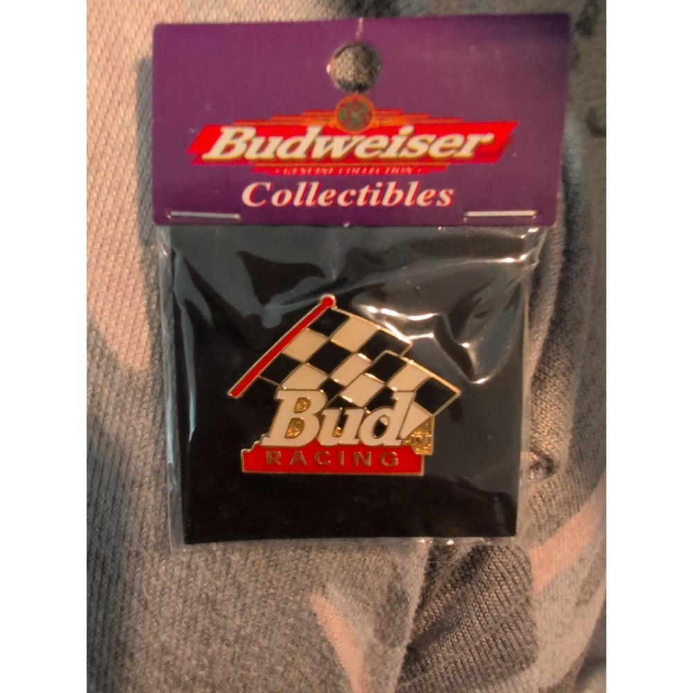 Budweiser Racing with Checkered Flags Lapel-Hat Pin